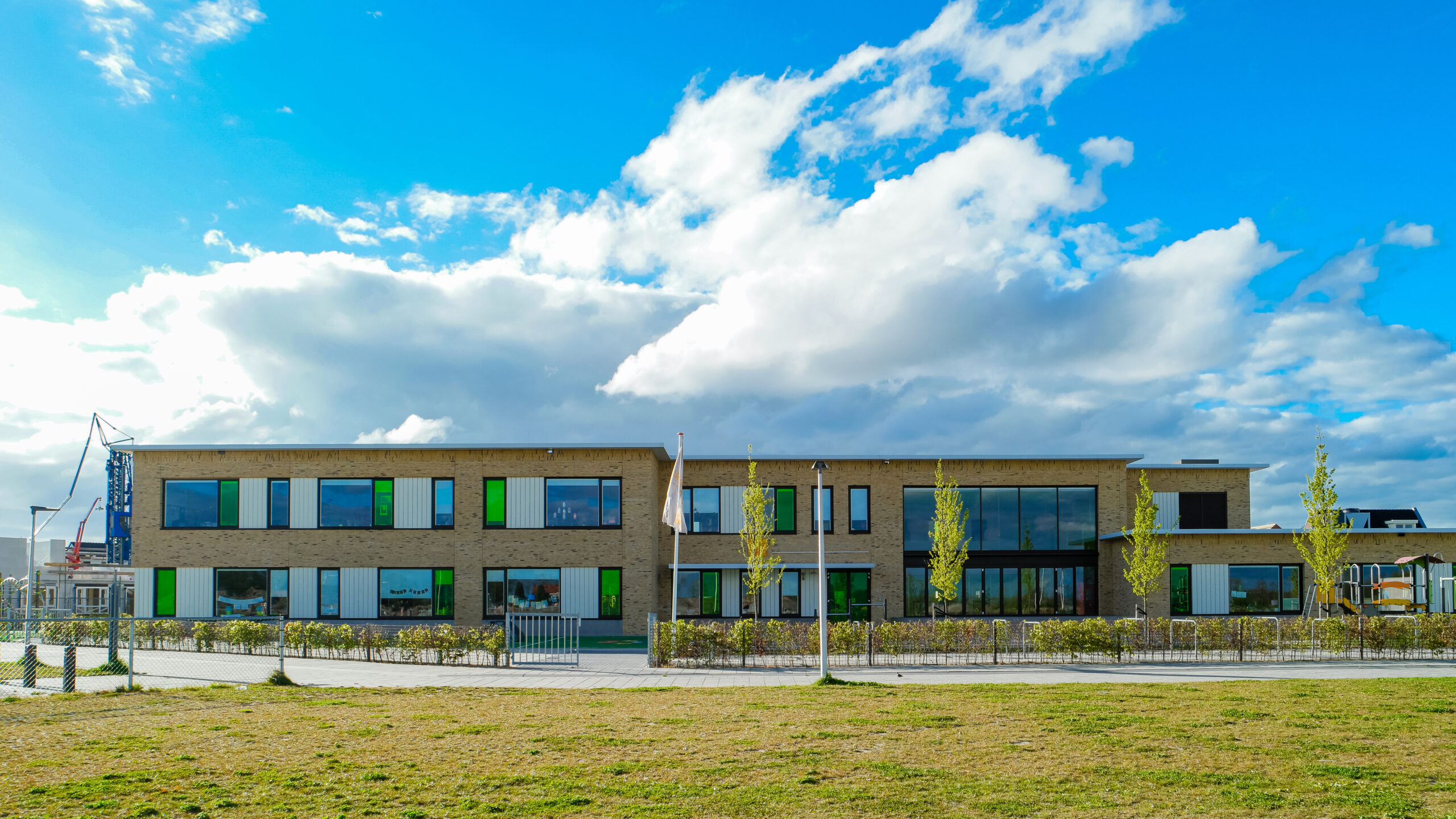 Newly built modern school building